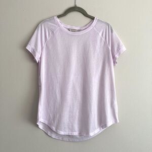Athleta Womens Pink Short Sleeve Crew Neck Athletic Top Size Medium Sheer